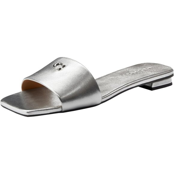Coach Sculpt C Sandals Women's Size 10B Silver Metallic Finish Slip-On - Picture 2 of 3